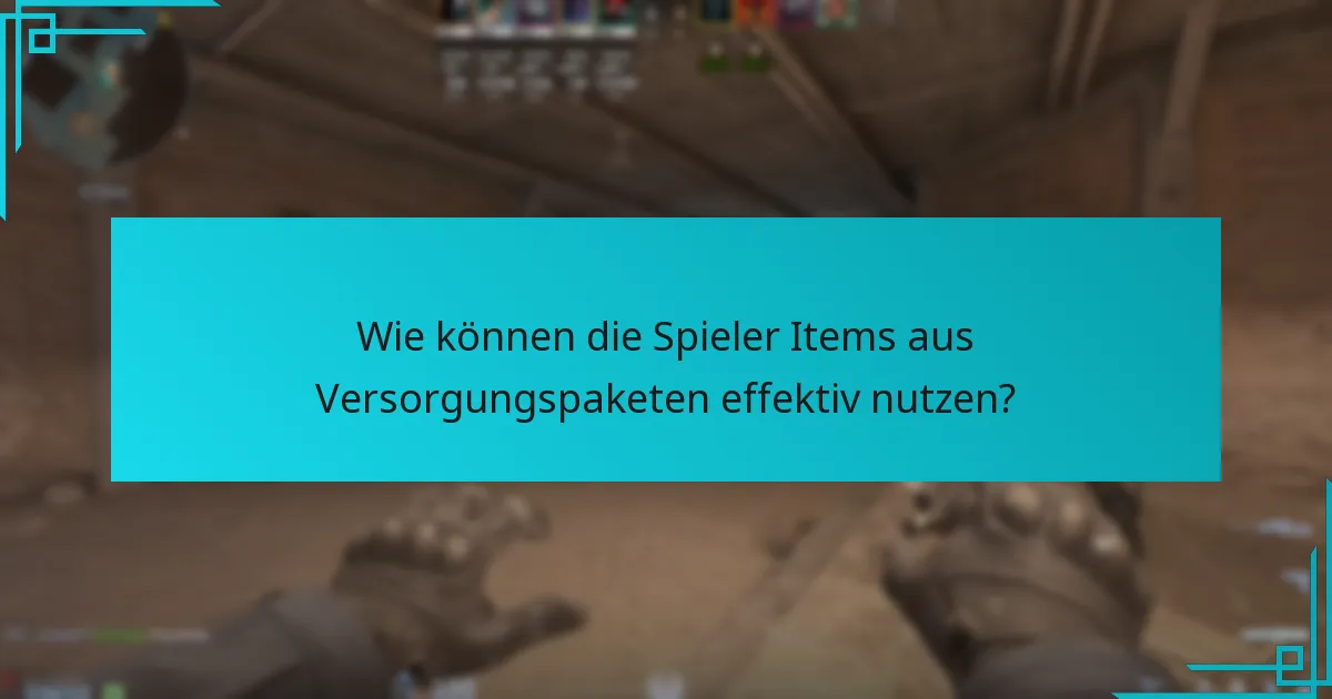 Wie können die Spieler Items aus Versorgungspaketen effektiv nutzen?
